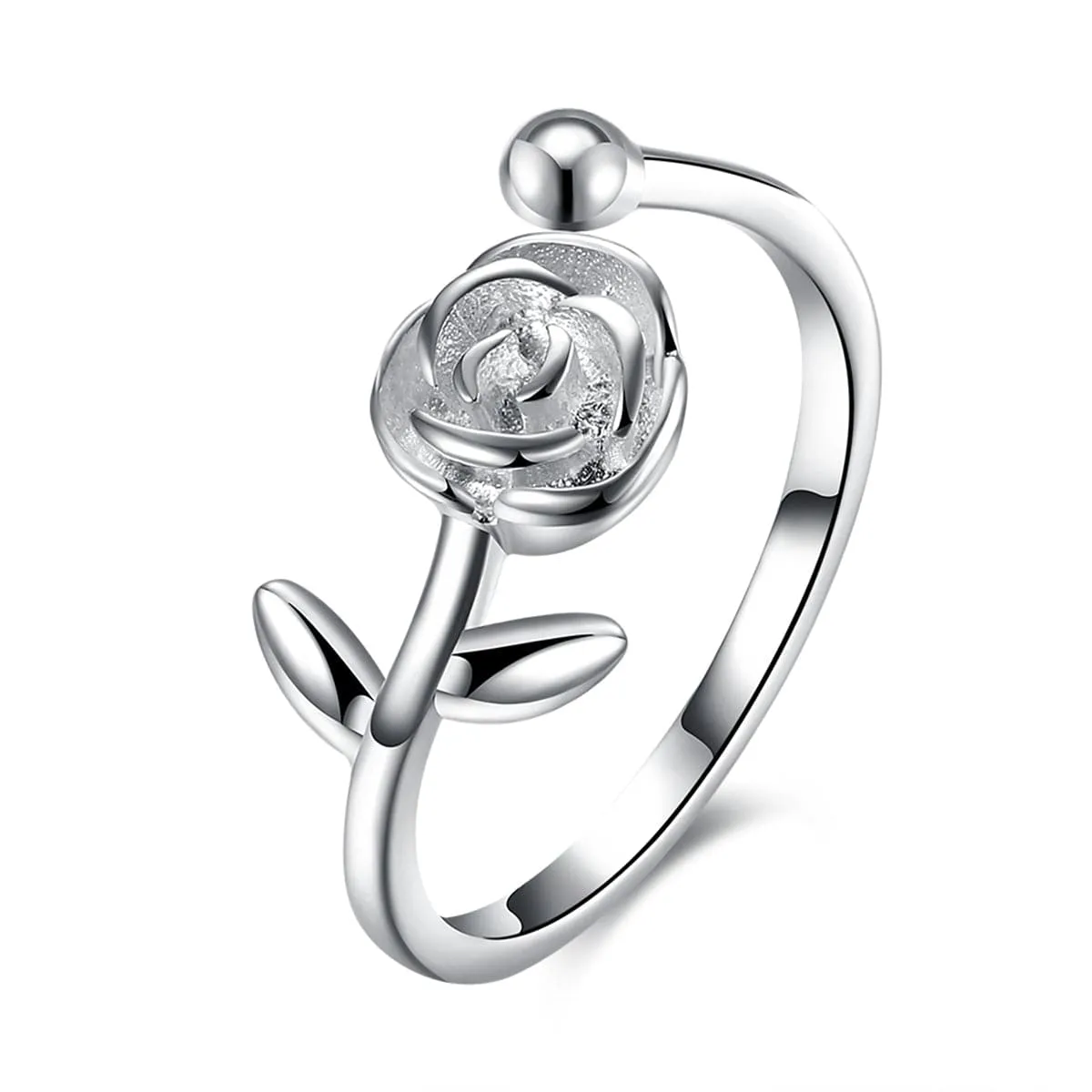 Sterling Silver Flower Adjustable Eternity Ring