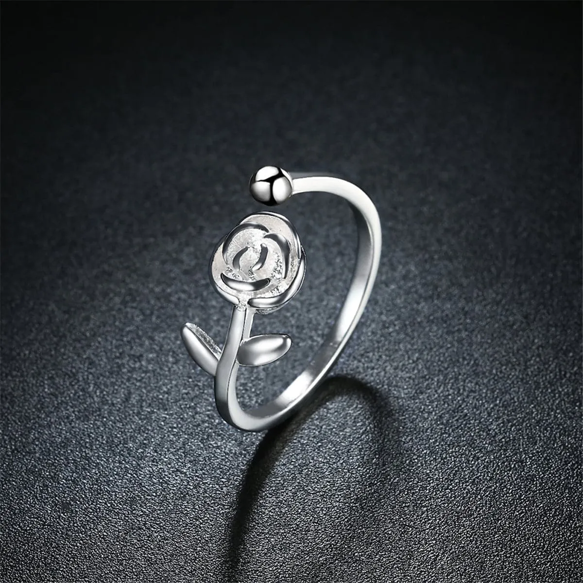 Sterling Silver Flower Adjustable Eternity Ring