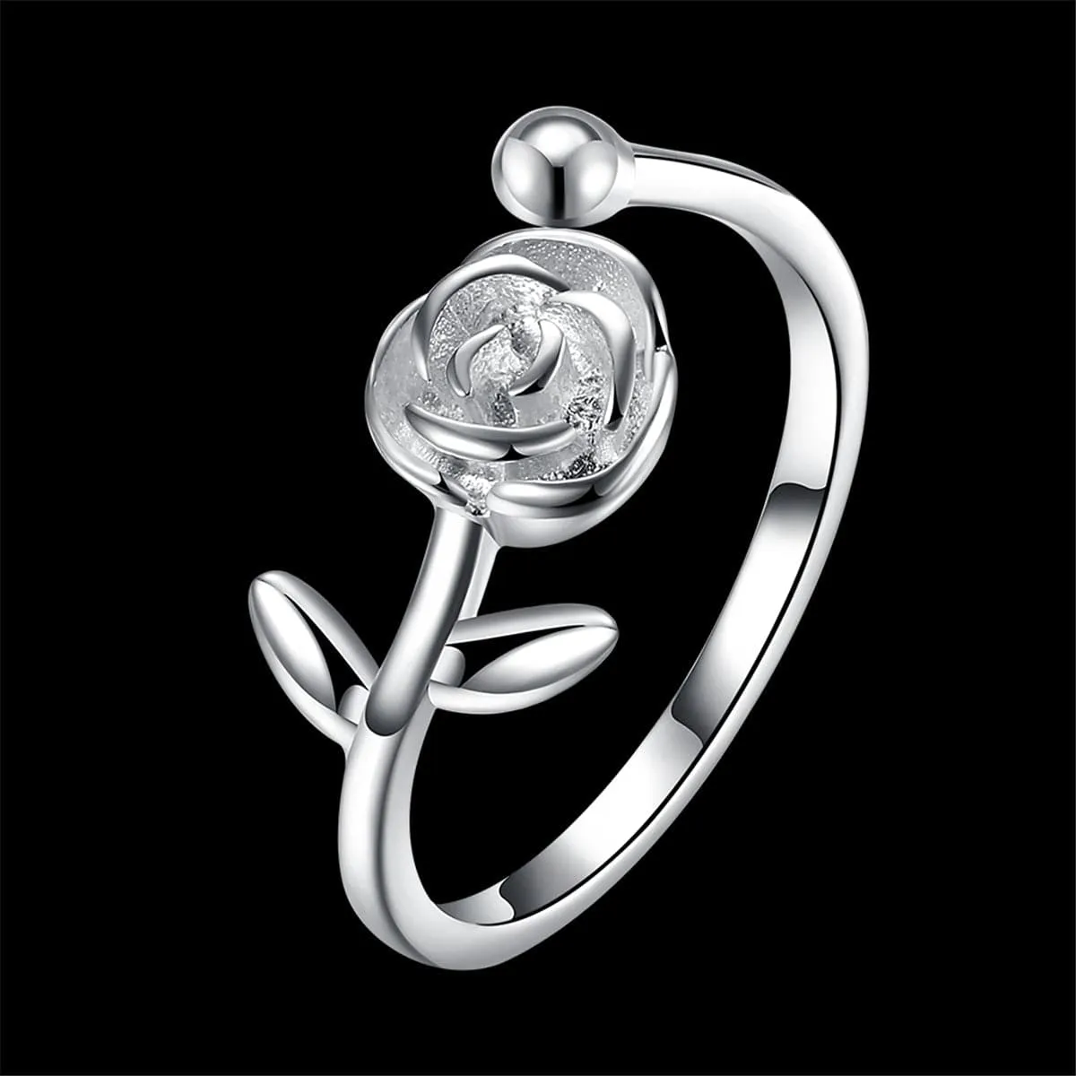 Sterling Silver Flower Adjustable Eternity Ring