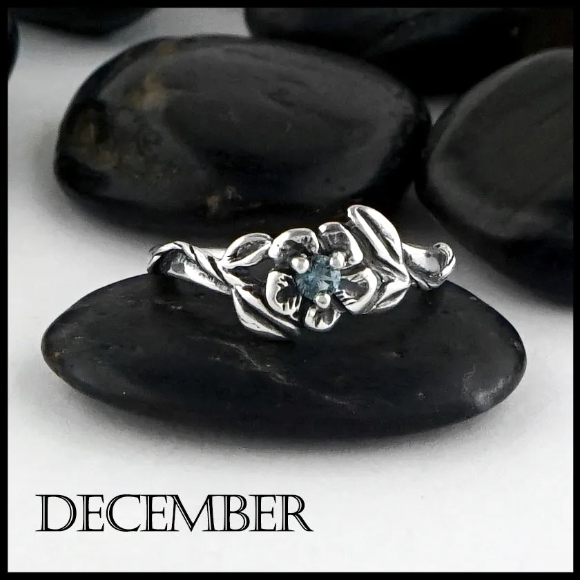 Sterling Silver Flower Birthstone Ring
