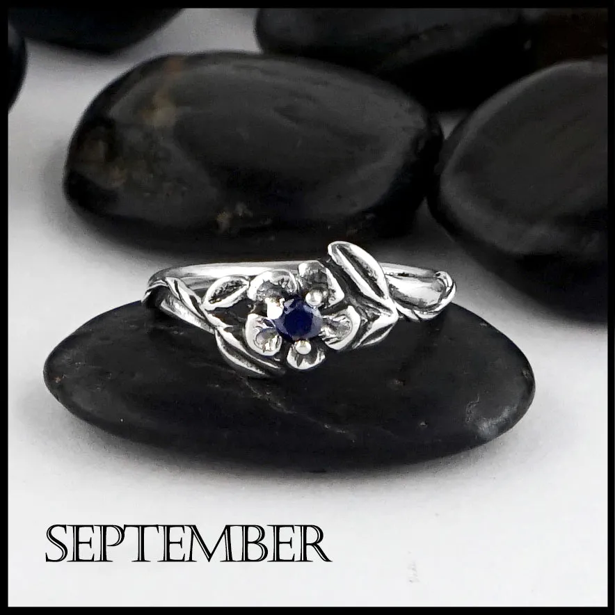 Sterling Silver Flower Birthstone Ring