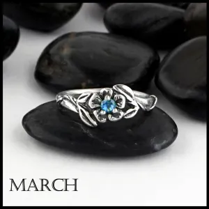 Sterling Silver Flower Birthstone Ring
