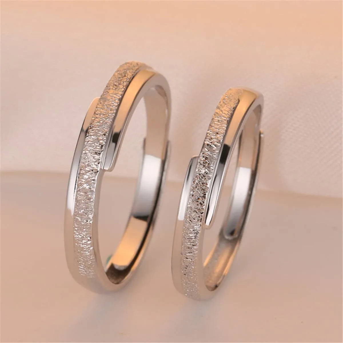 Sterling Silver Frosted Ring - Set Of Two
