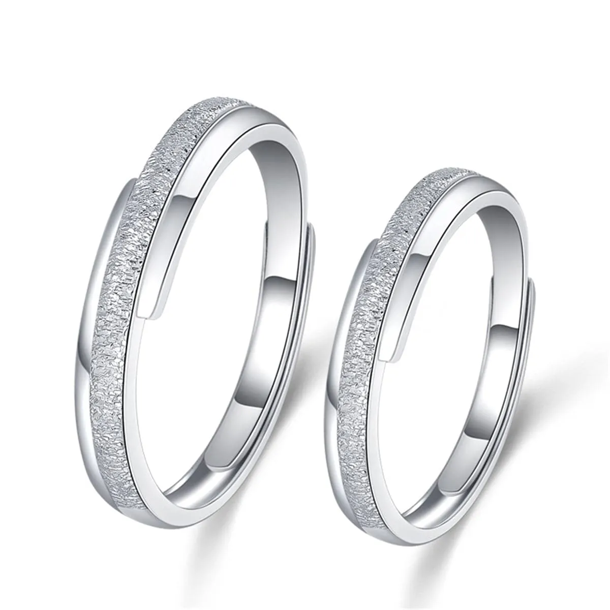 Sterling Silver Frosted Ring - Set Of Two