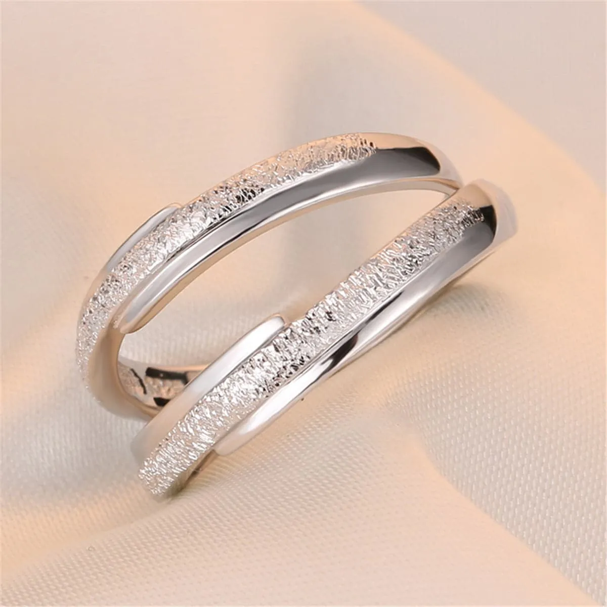 Sterling Silver Frosted Ring - Set Of Two