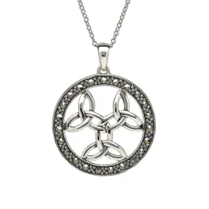 Sterling Silver Triple Trinity with Marcasite Pendant and Chain - ANU1092