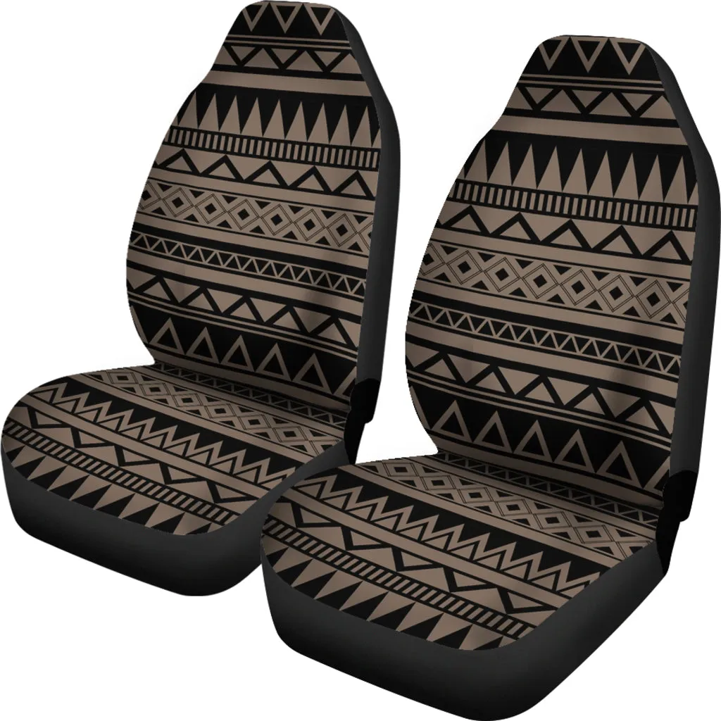 Stone Brown and Black Tribal Pattern Abstract Ethnic Car Seat Covers