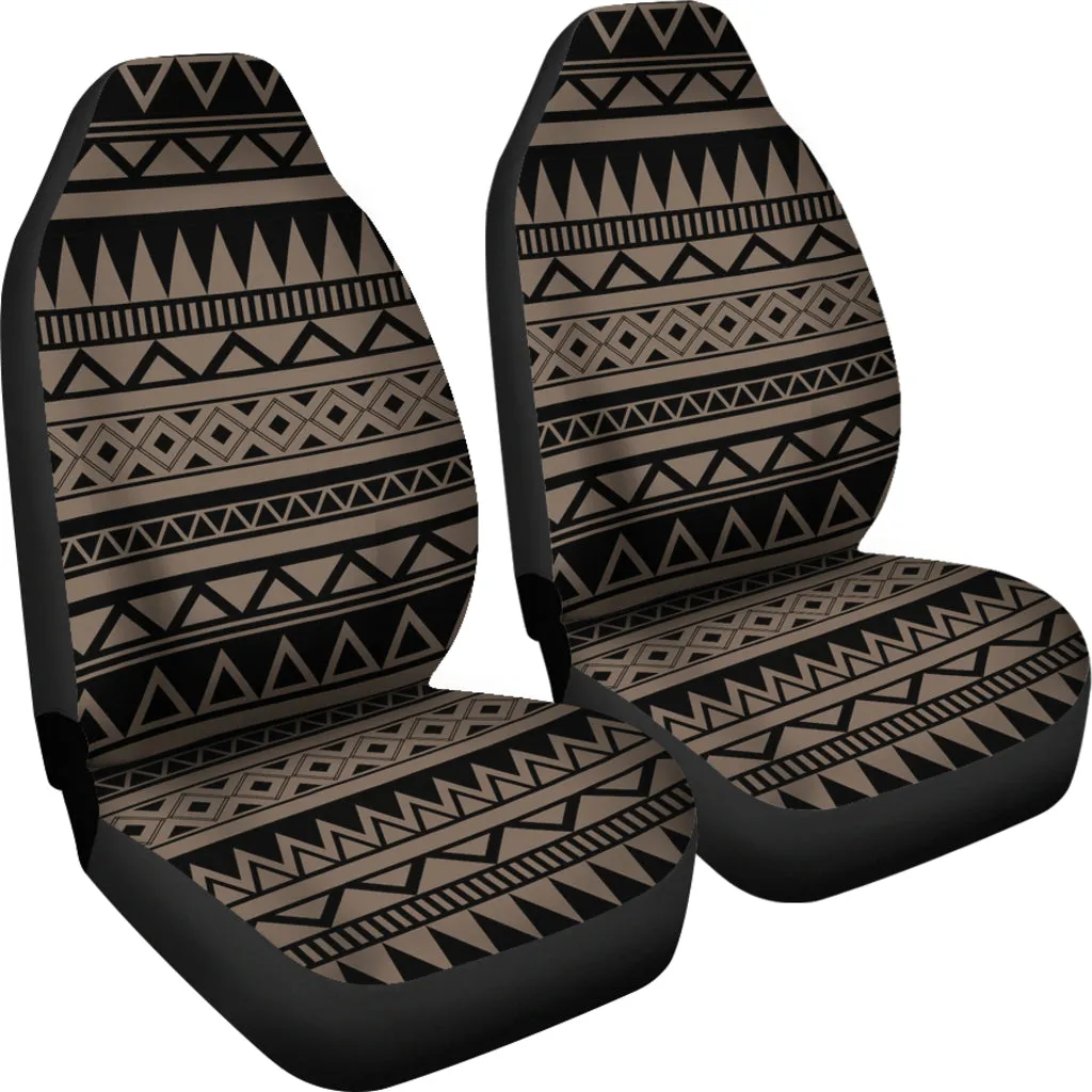 Stone Brown and Black Tribal Pattern Abstract Ethnic Car Seat Covers