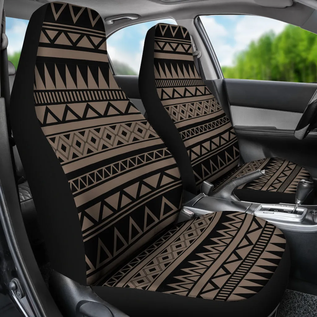 Stone Brown and Black Tribal Pattern Abstract Ethnic Car Seat Covers