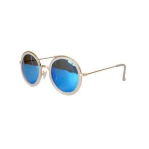 Stylish Full Frame Mirrored Round Sunglasses - Blue