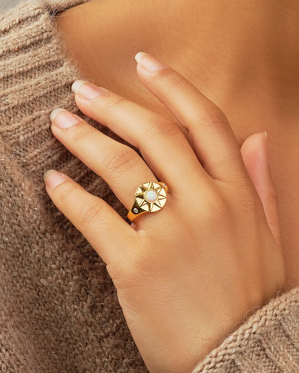 Sunni Opal & CZ Signet Ring