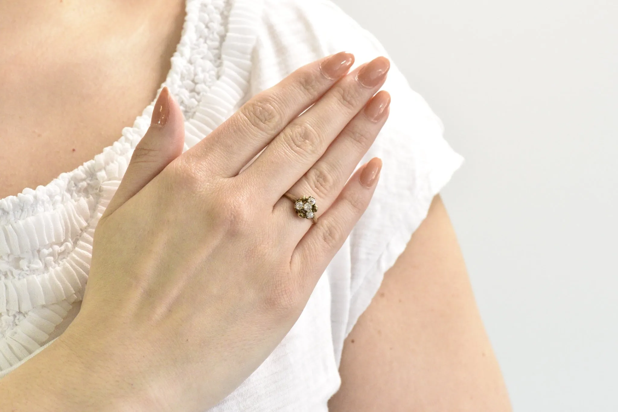 Sweet Victorian 0.50 CTW Mine Cut Diamond 14 Karat Gold Ring