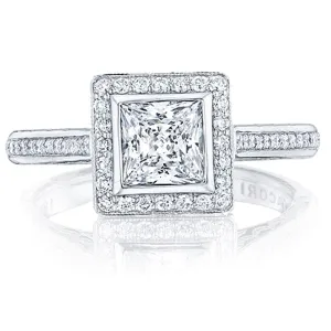 Tacori Bezel Set Pave Halo Diamond Engagement Ring
