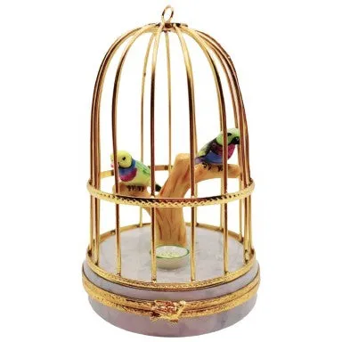 Tanagers In Cage Limoges Figurine Box