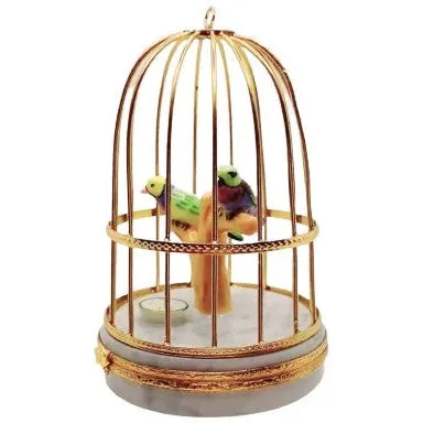 Tanagers In Cage Limoges Figurine Box