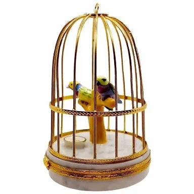 Tanagers In Cage Limoges Figurine Box