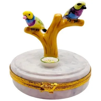Tanagers In Cage Limoges Figurine Box