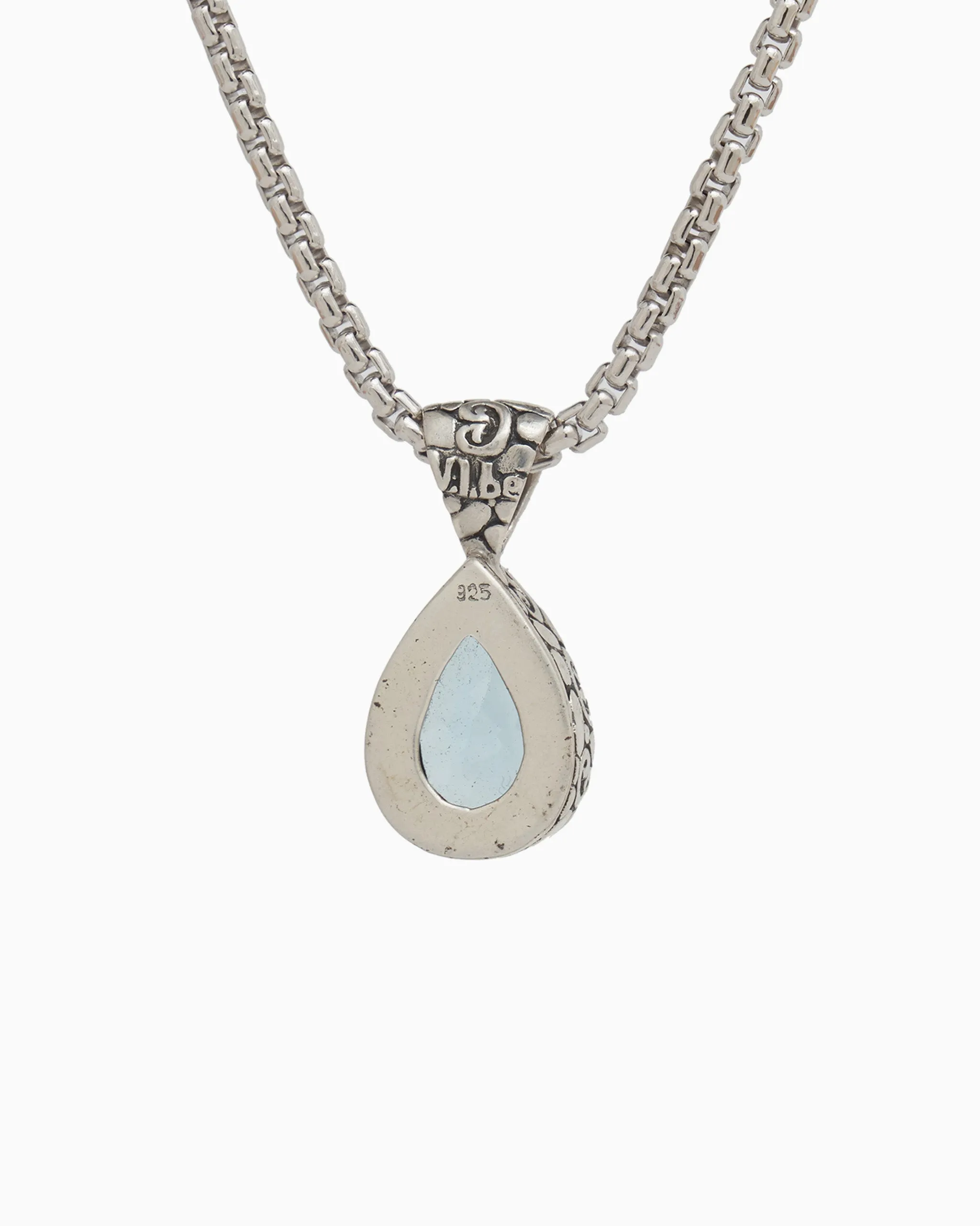 Teardrop Pendant with Turtle Texture - Blue Topaz