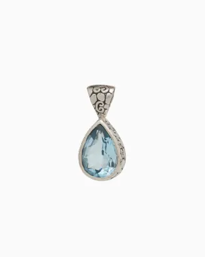 Teardrop Pendant with Turtle Texture - Blue Topaz