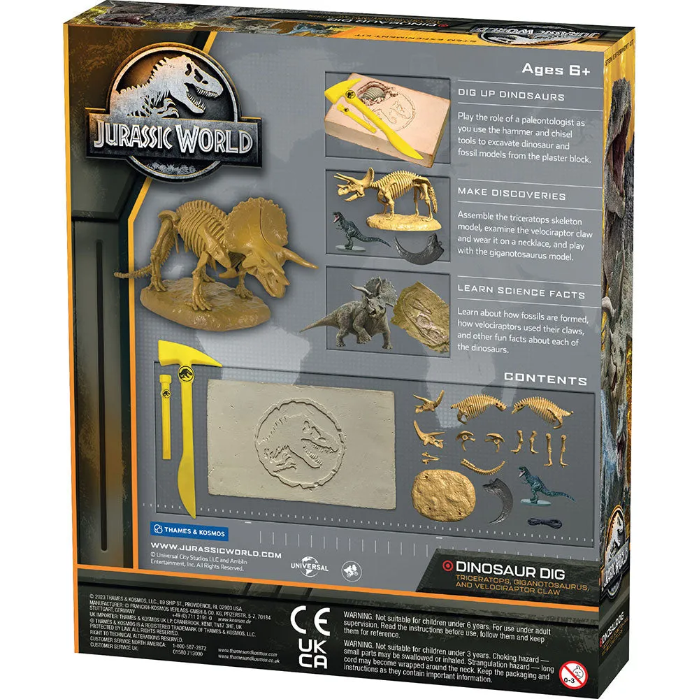 Thames & Kosmos Jurassic World: Dinosaur Dig - Triceratops, Giganotosaurus, and Velociraptor Claw