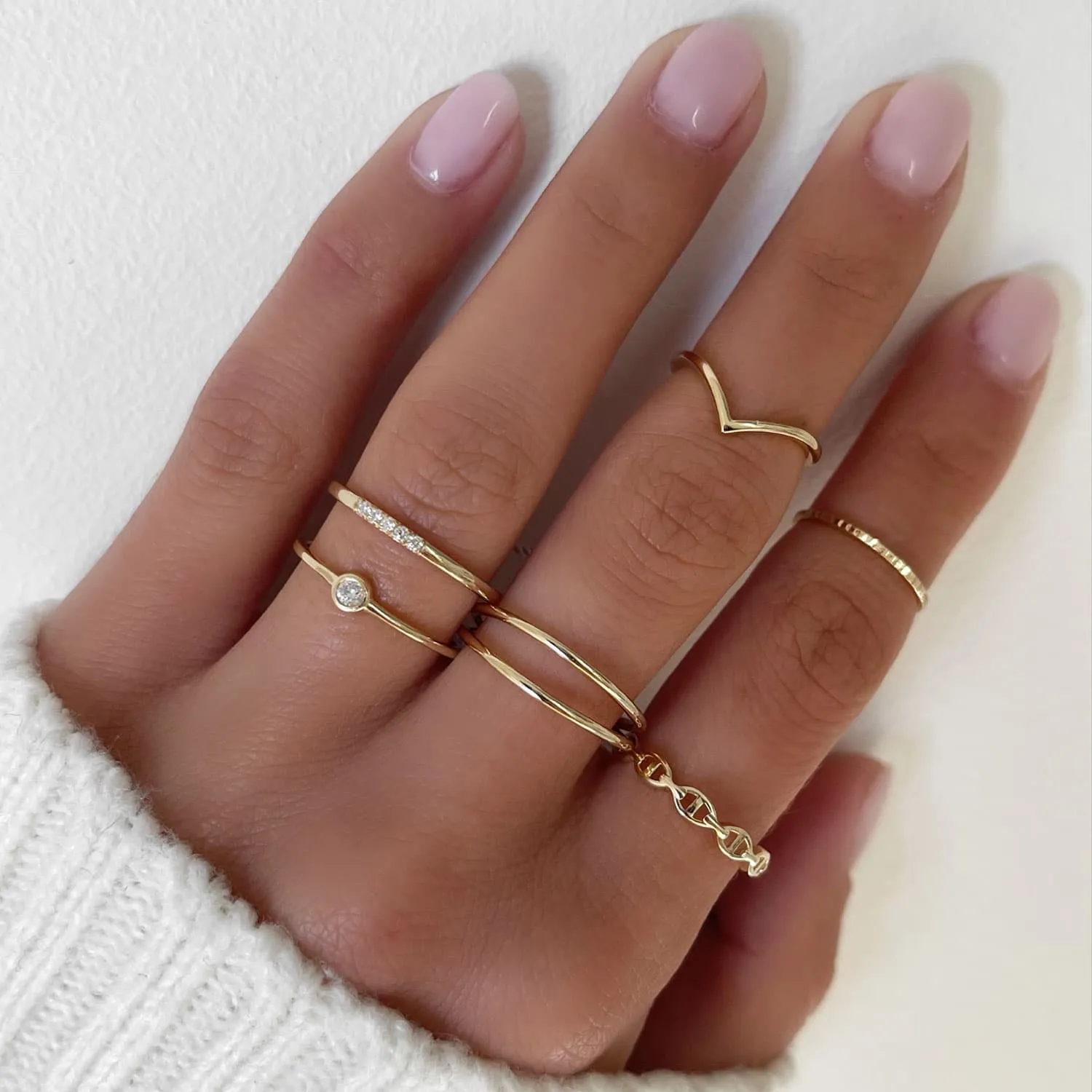 Thin Multi Diamond Band 14K