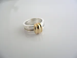 Tiffany & Co Silver 18K Gold Ring Atlas Band Sz 5.75 Love Promise Gift T and Co