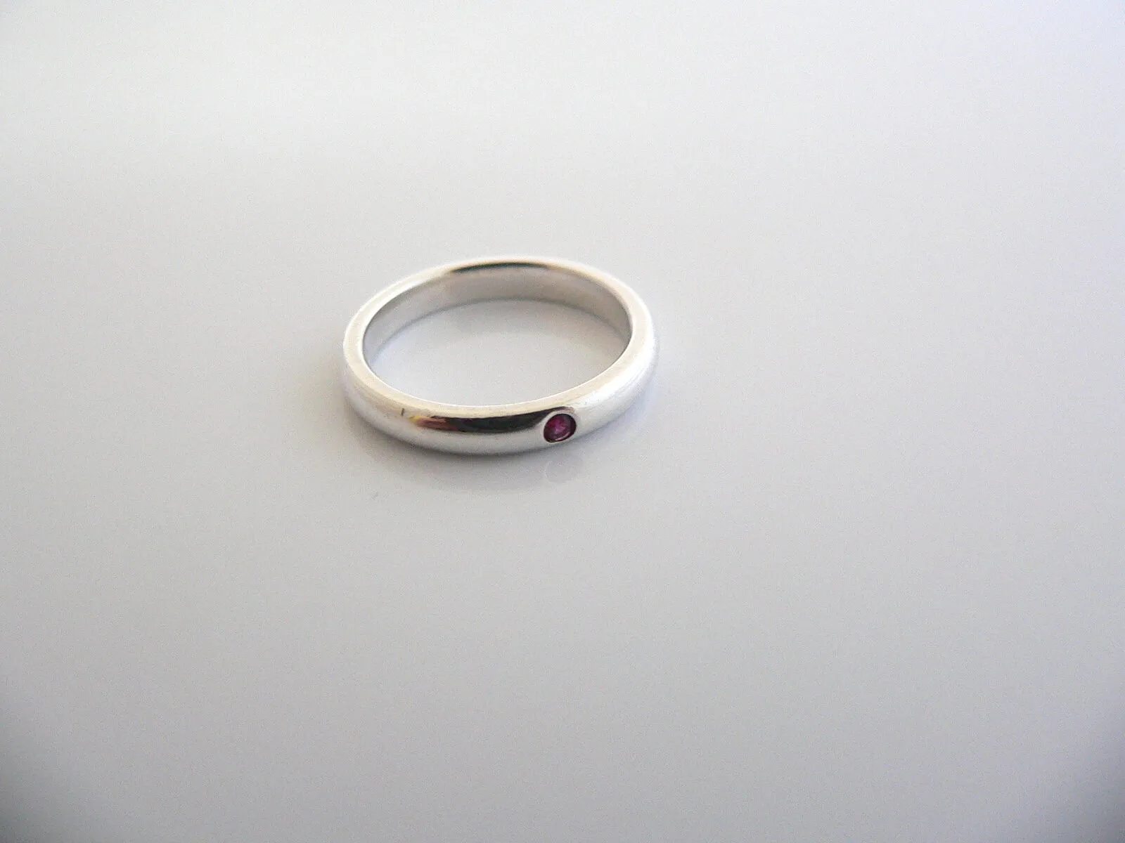 Tiffany & Co Silver Peretti Ruby Ring Stacking Gemstone Band Sz 5 Gift Love
