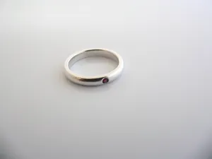 Tiffany & Co Silver Peretti Ruby Ring Stacking Gemstone Band Sz 5 Gift Love