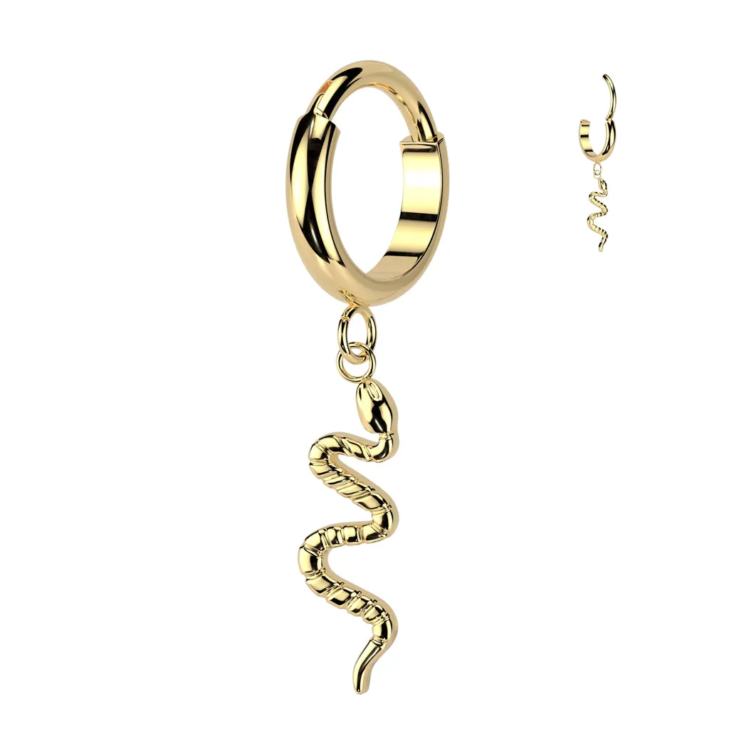 Titanium Snake Dangle Hinged Segment Hoop Ring Ear Cartilage