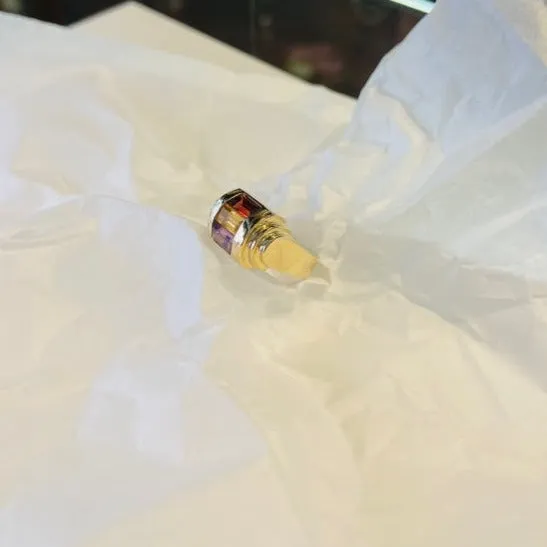 Tri Color Baguette Stone Ring