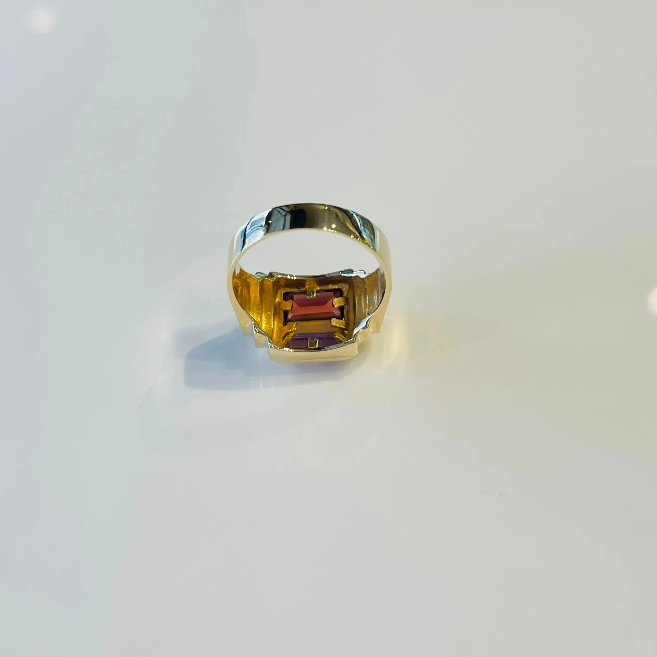 Tri Color Baguette Stone Ring