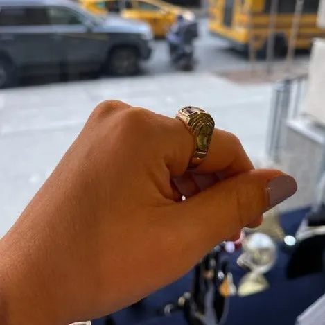 Tri Color Baguette Stone Ring