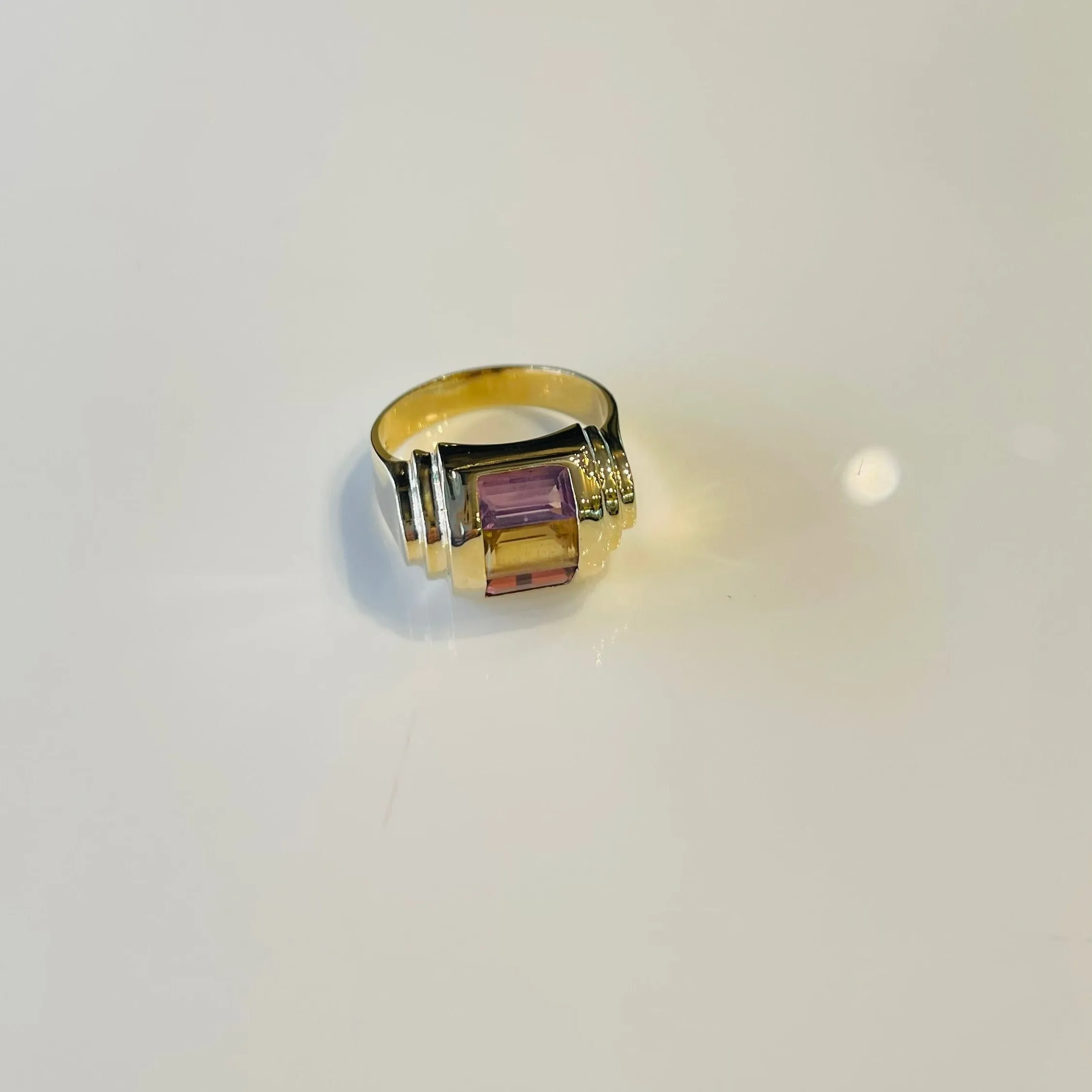 Tri Color Baguette Stone Ring