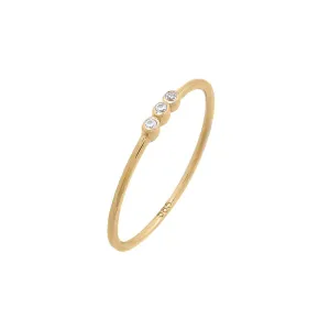 Triple CZ Bezel Ring 14K