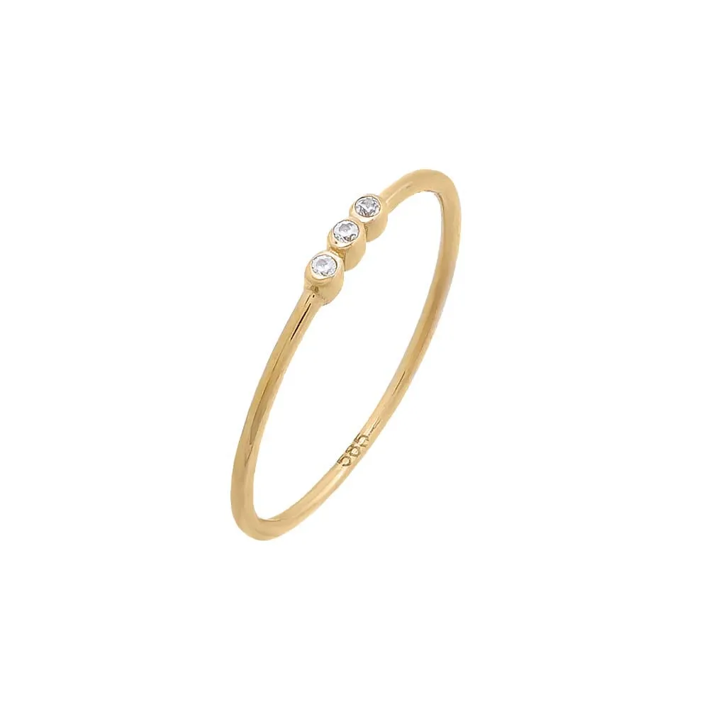 Triple CZ Bezel Ring 14K