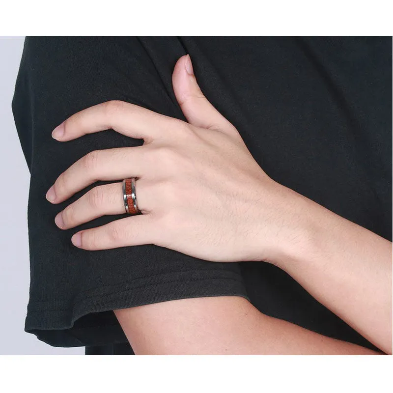 Tungsten Carbide Retro Wood Grain Ring