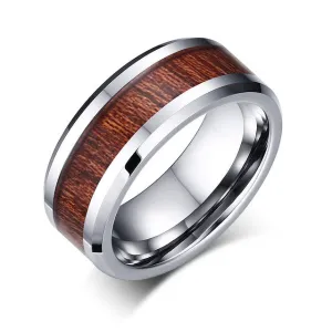 Tungsten Carbide Retro Wood Grain Ring
