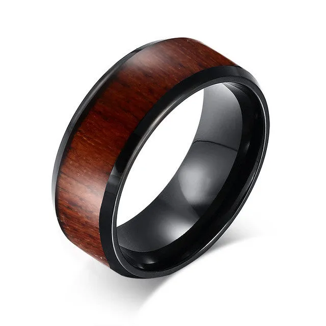 Tungsten Carbide Retro Wood Grain Ring