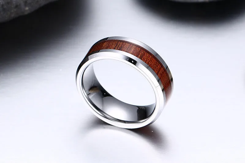 Tungsten Carbide Retro Wood Grain Ring