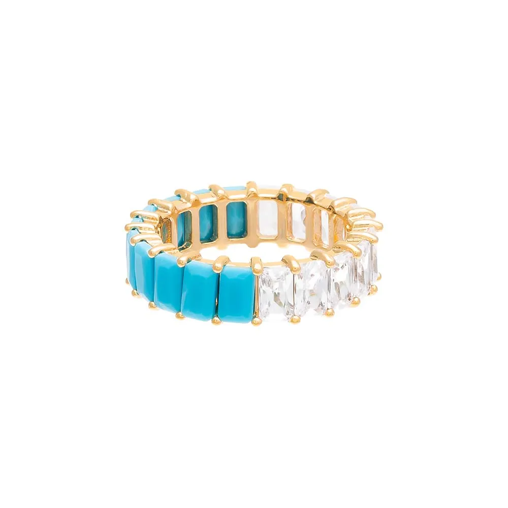 Turquoise X CZ Baguette Eternity Ring