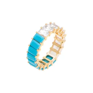 Turquoise X CZ Baguette Eternity Ring