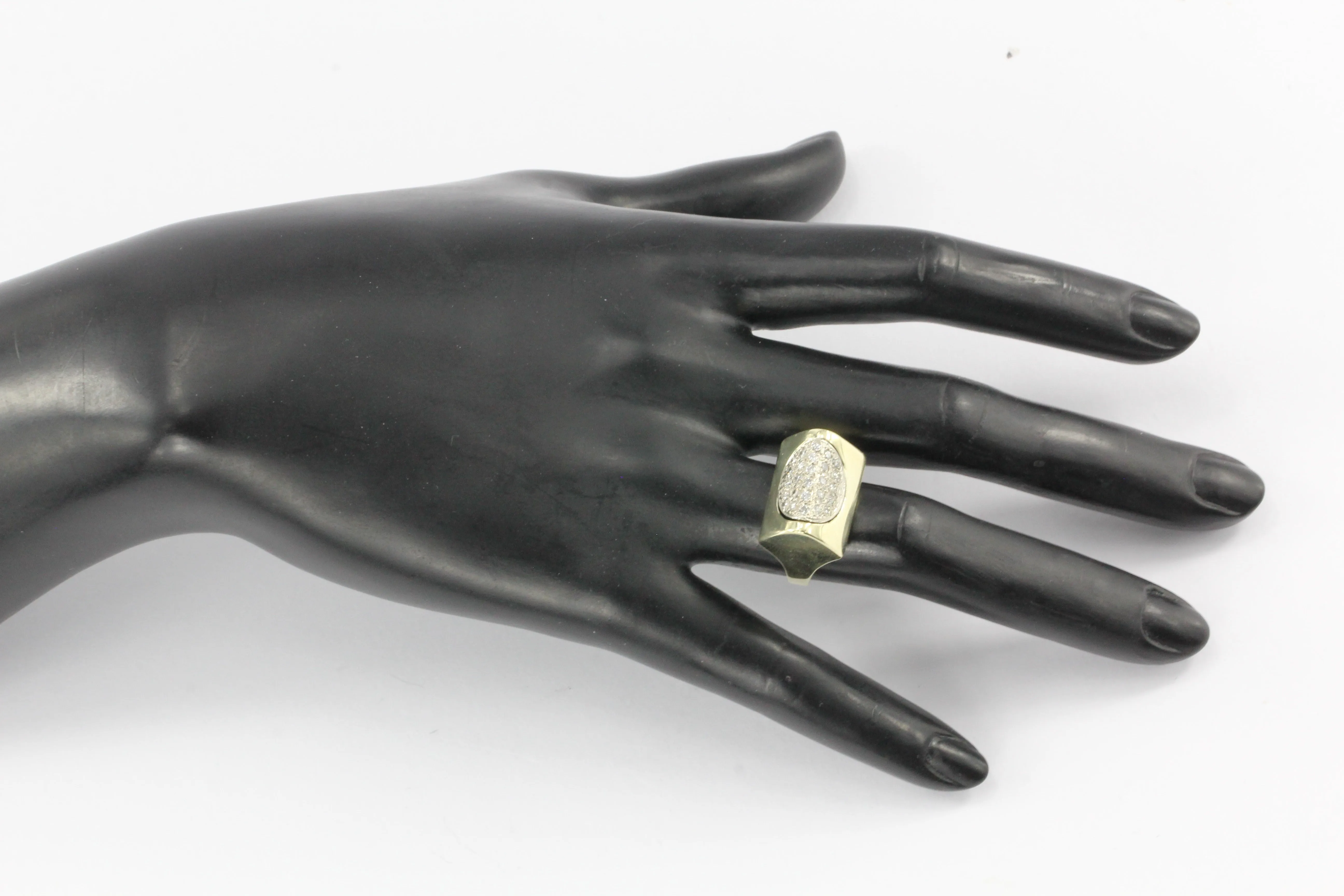 Unique 14K Yellow Gold Diamond Dome Ring Size 7.25