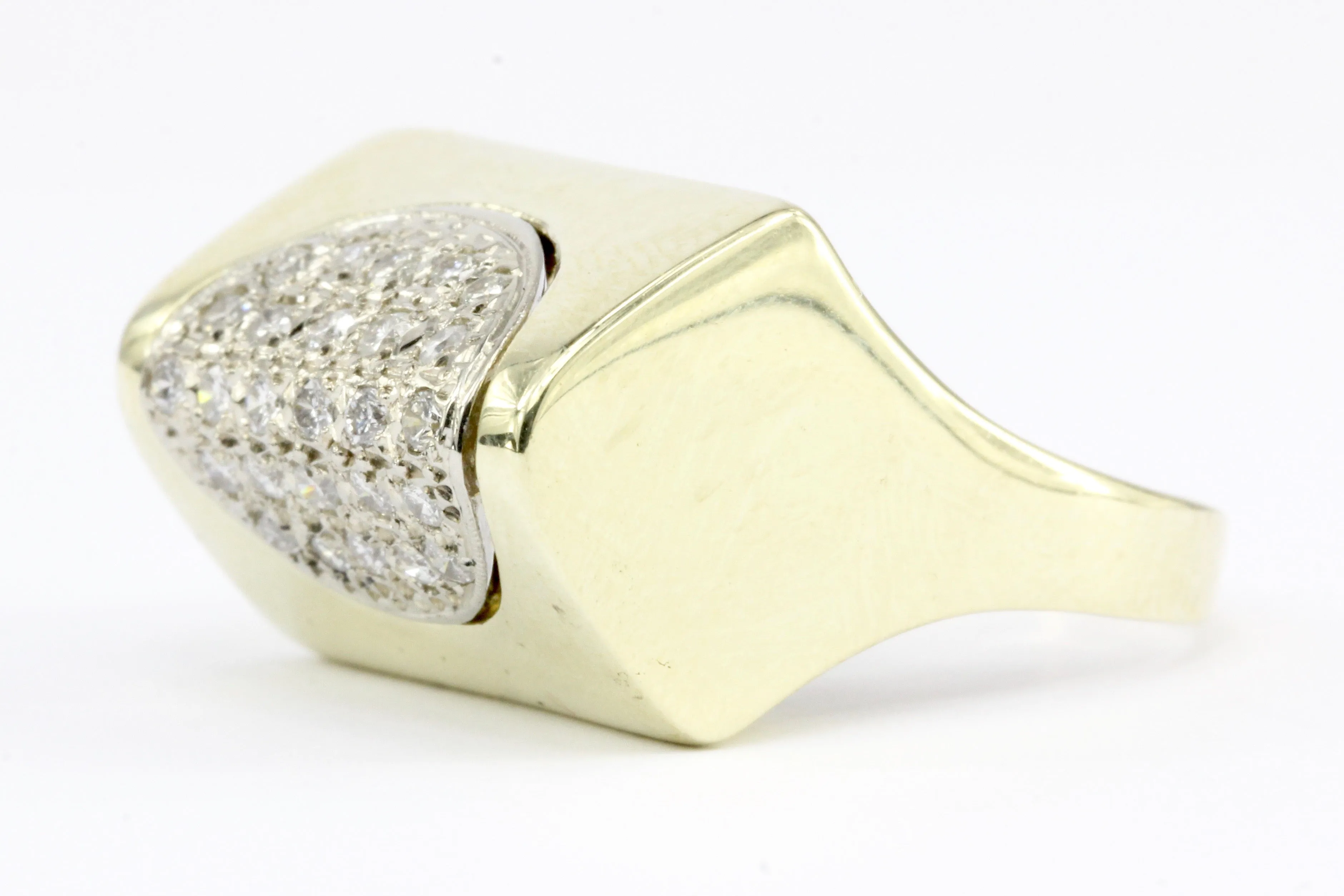 Unique 14K Yellow Gold Diamond Dome Ring Size 7.25