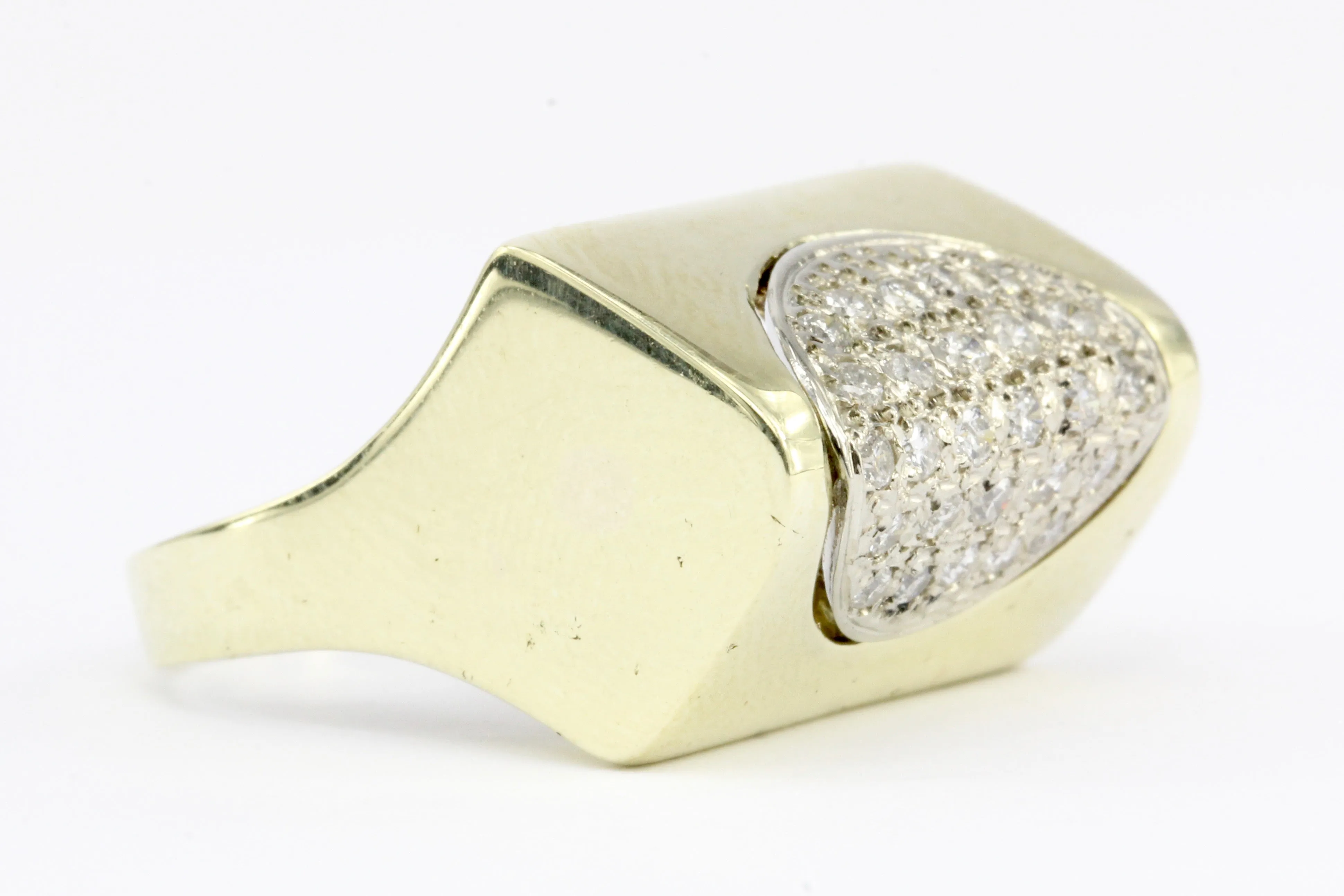 Unique 14K Yellow Gold Diamond Dome Ring Size 7.25