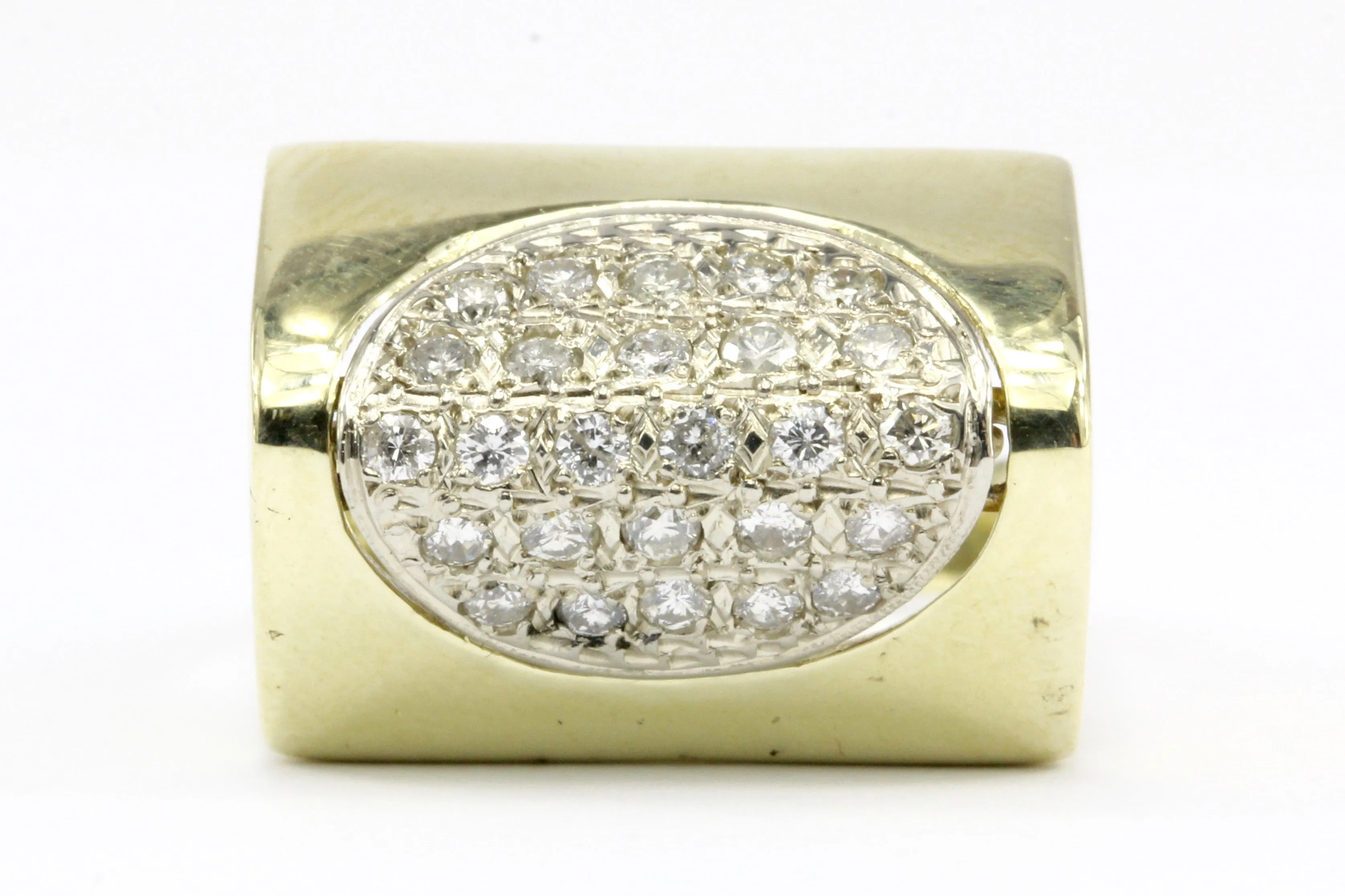Unique 14K Yellow Gold Diamond Dome Ring Size 7.25