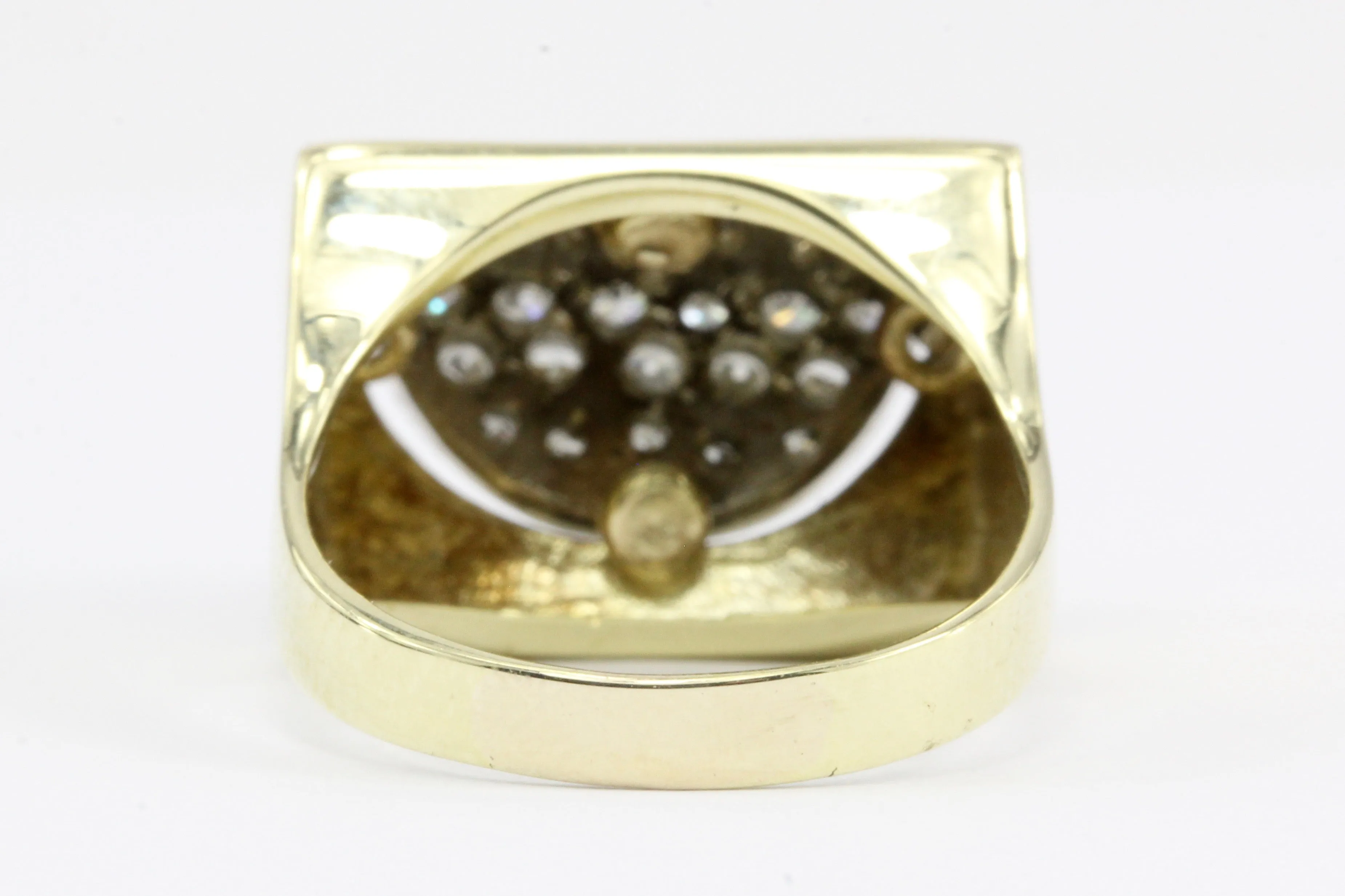 Unique 14K Yellow Gold Diamond Dome Ring Size 7.25