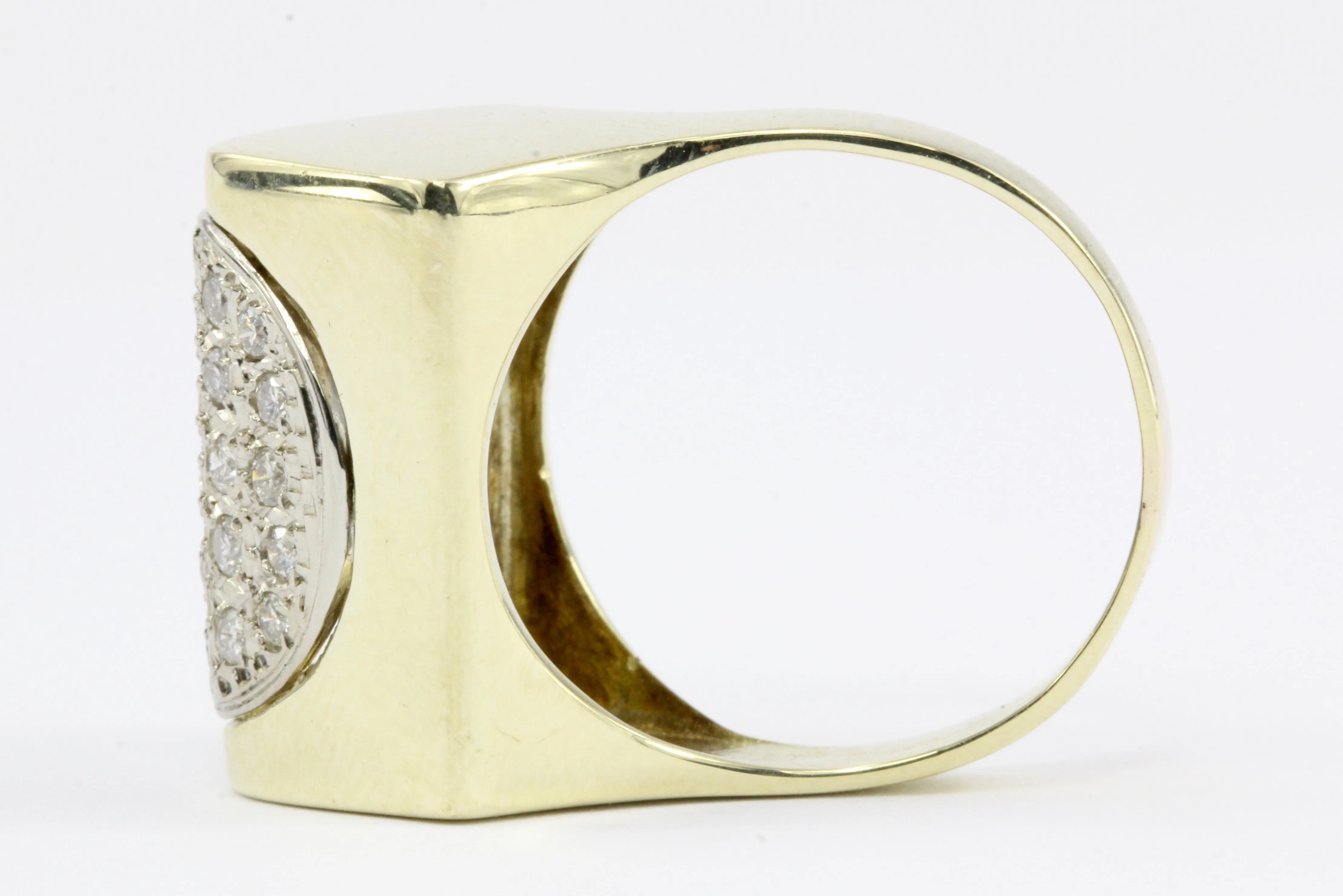 Unique 14K Yellow Gold Diamond Dome Ring Size 7.25