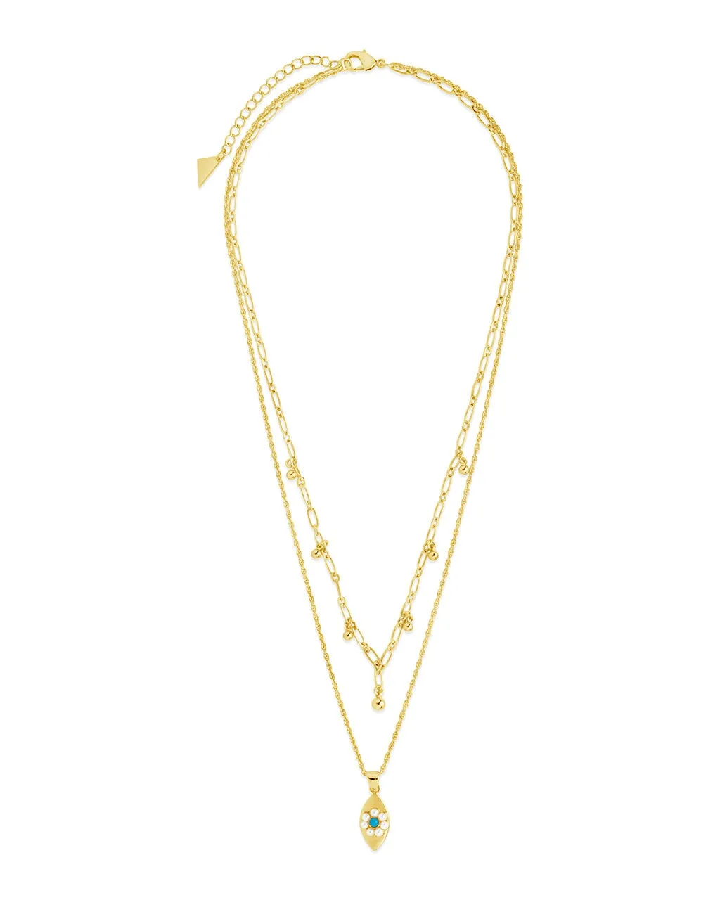Varuna Turquoise Evil Eye Charm & Chain Layered Necklace
