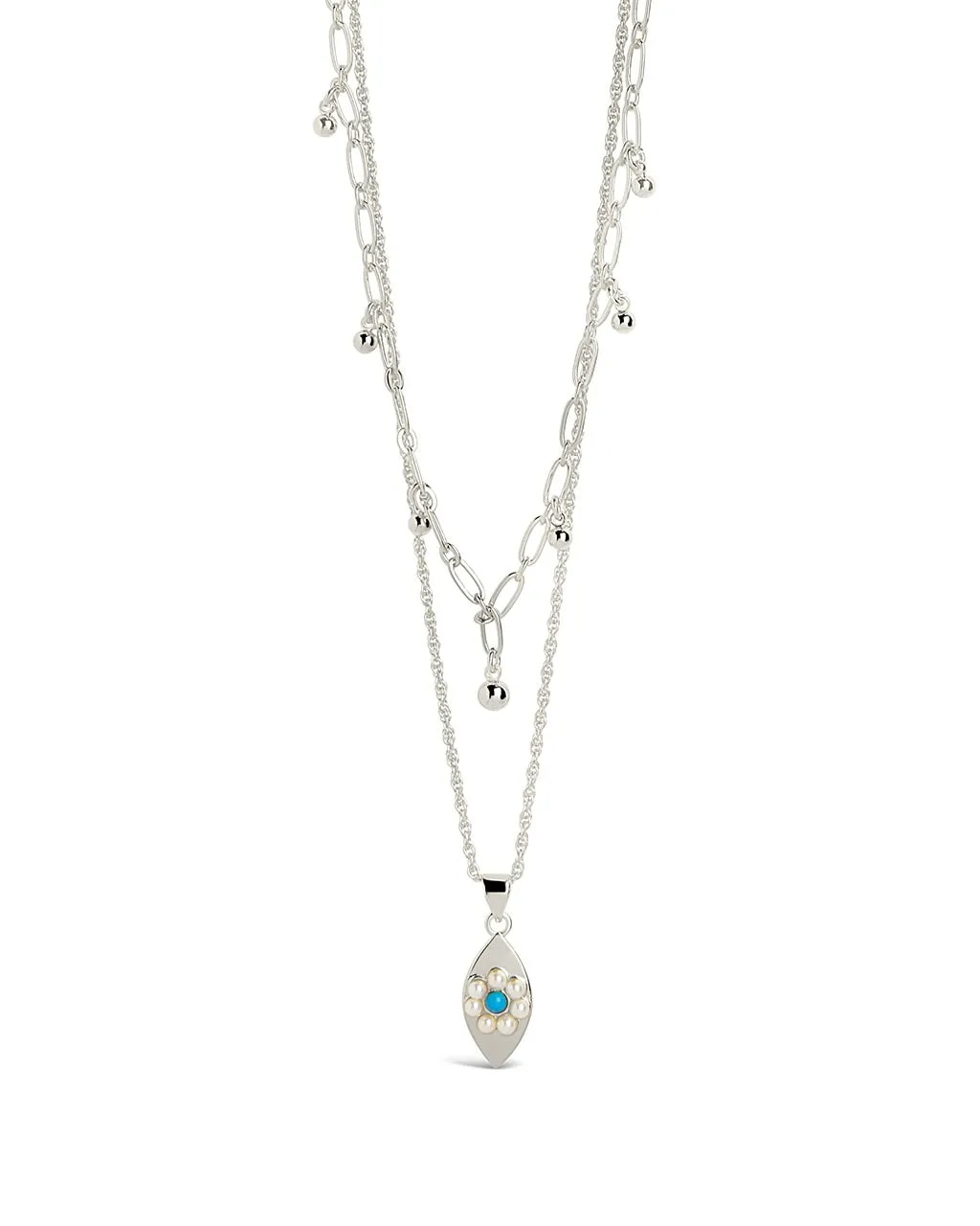 Varuna Turquoise Evil Eye Charm & Chain Layered Necklace