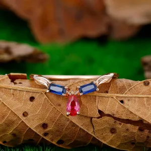 Vintage Art Deco Nature Leaf Design 14k Gold Moissanite Stacking Matching Band Ring